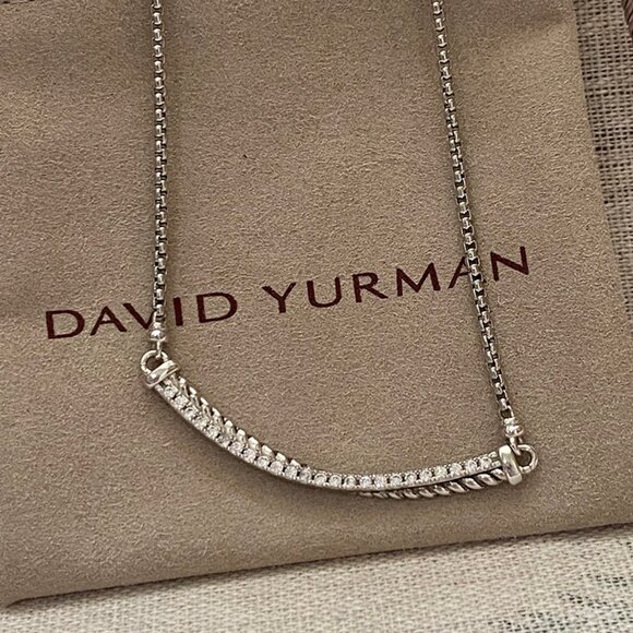 David Yurman Silver And Diamond Necklace - Picture 6 of 7